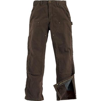 Carhartt Sandstone Quilt Lined Dark Brown Waist Overall Pant, , large