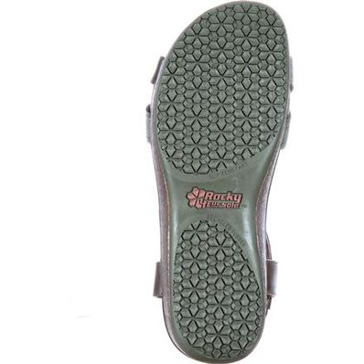 4EurSole Gentle Touch Women's Dusty Olive Low Wedge Ankle Strap Sandal, , large