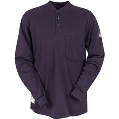 Bulwark Flame Resistant Long Sleeve Henley Collar Shirt, , large