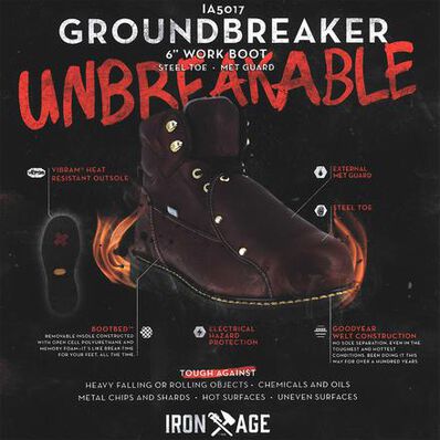 Iron Age Groundbreaker Men's External Met Guard Steel Toe Work Boot, , large