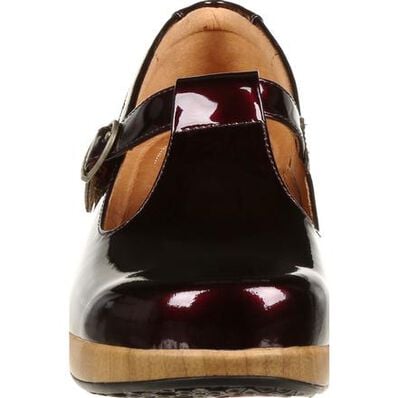 4Eursole Comfort 4Ever Women's Burgundy Patent Leather T-Strap Shoe, , large