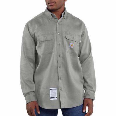 Carhartt Lightweight Flame-Resistant Twill Shirt, Grey, large