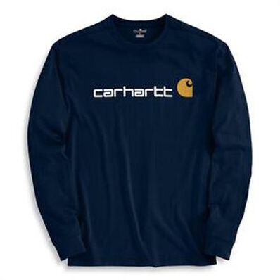 Carhartt Navy Long-Sleeve Logo Shirt, , large