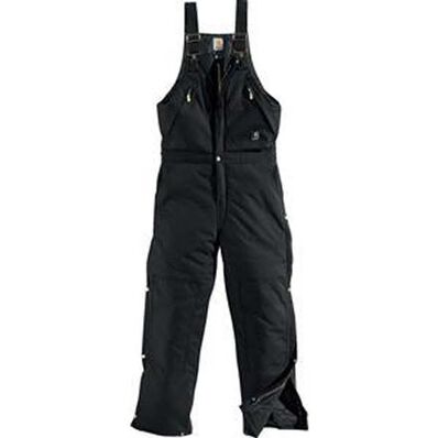 Carhartt Men's Duck Zip-To-Waist Quilt Lined Bib Overalls - 40x30 - Black