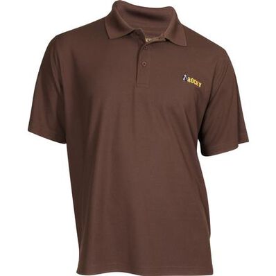Rocky Logo Short-Sleeve Polo Shirt, BROWN, large