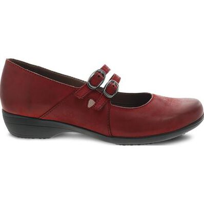 Dansko Fynn Women's Red Leather Mary Jane with Double Strap, , large