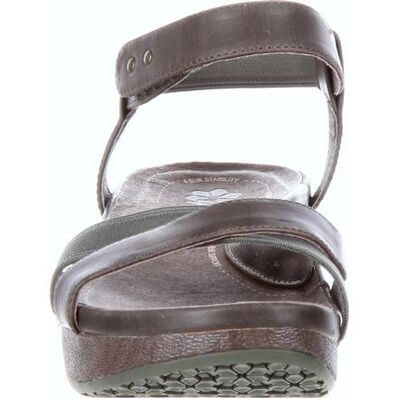 4EurSole Gentle Touch Women's Dusty Olive Low Wedge Ankle Strap Sandal, , large