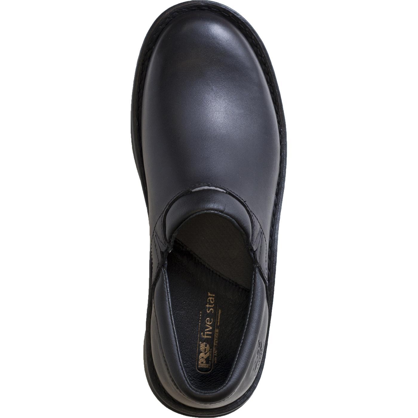 Timberland PRO Men's Slip-Resistant Black Leather Slip-On Shoes, #47598